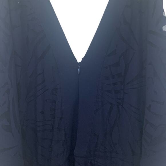 Lane Bryant Long Maxi Gown 14/16 Navy Lace Mother of Bride Deep V Cold Shoulder - Picture 7 of 11